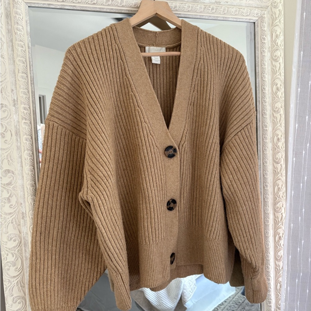 H&M Camel Ribbed Women's Cardigan
